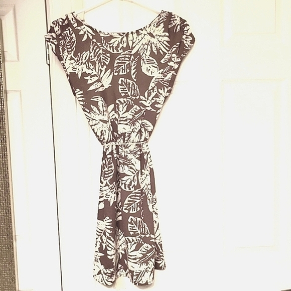 PAPAYA FLORAL TUNIC BOHO MINIDRESS SHORT SLEEVE BROWN WOMENS SMALL - Picture 2 of 9